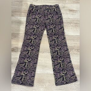 Free People Walker Relaxed Jacquard Pants Black and Purple Paisley